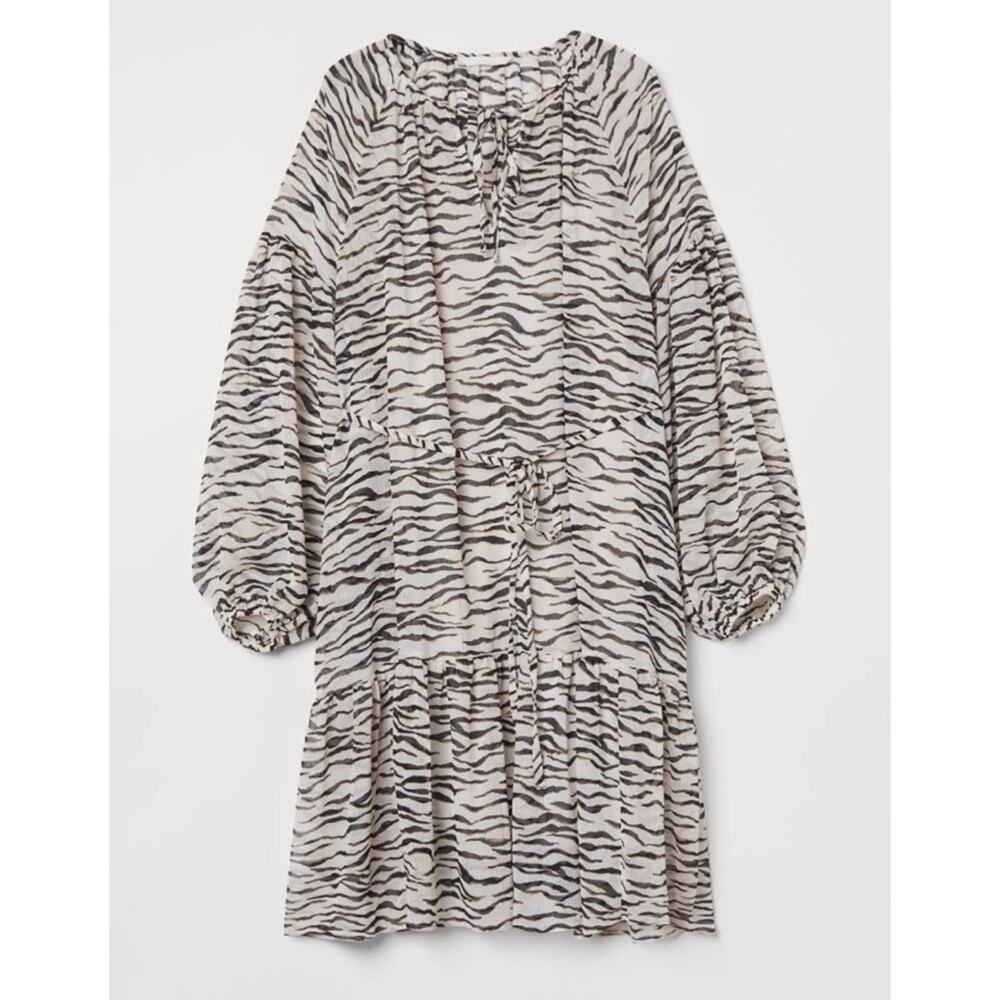H&M MAMA Zebra Print Chiffon Maternity Dress Size S/M